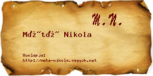 Máté Nikola névjegykártya
